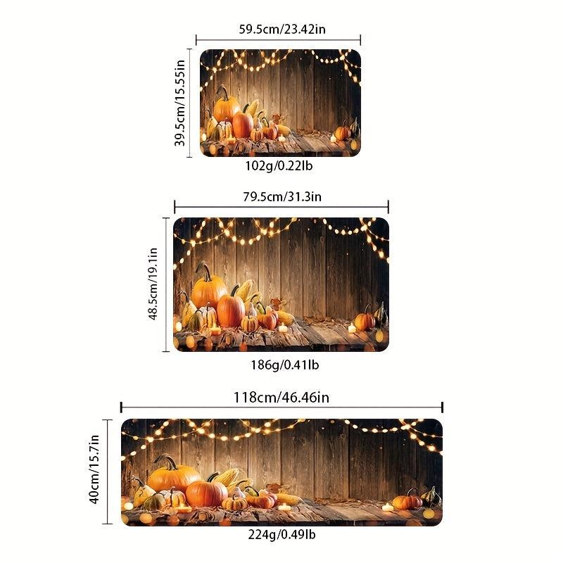 Halloween Kitchen Rugs Pumpkin Absorbent Non Slip Stain Resistant