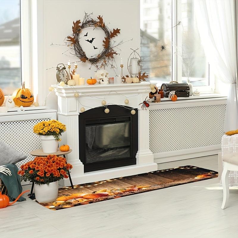 Halloween Kitchen Rugs Pumpkin Absorbent Non Slip Stain Resistant