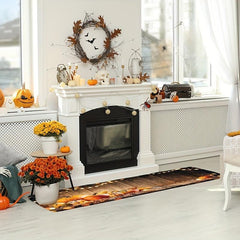 Halloween Kitchen Rugs Pumpkin Absorbent Non Slip Stain Resistant