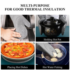 4pcs Silicone Oven Mitts and Pot Holders Set Heat Resistant Gloves with Hot Pads