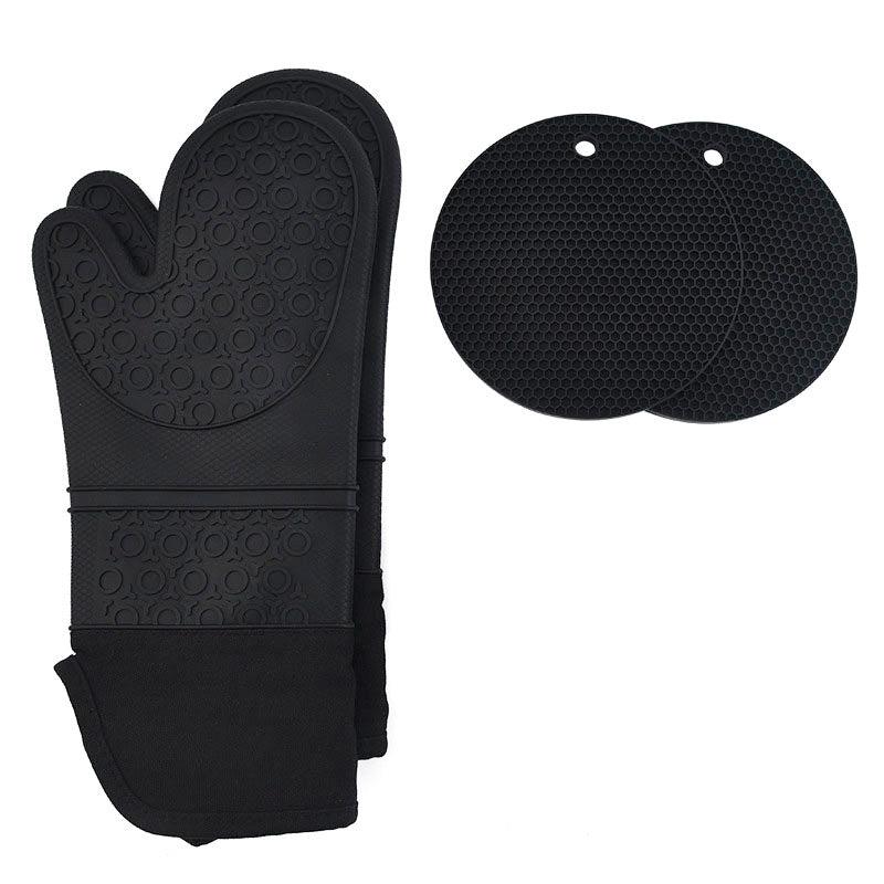 4pcs Silicone Oven Mitts and Pot Holders Set Heat Resistant Gloves with Hot Pads