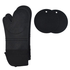 4pcs Silicone Oven Mitts and Pot Holders Set Heat Resistant Gloves with Hot Pads