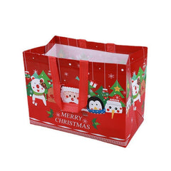 Christmas Gift Bag Snowman Santa Claus Pattern Shopping Tote Eco Friendly