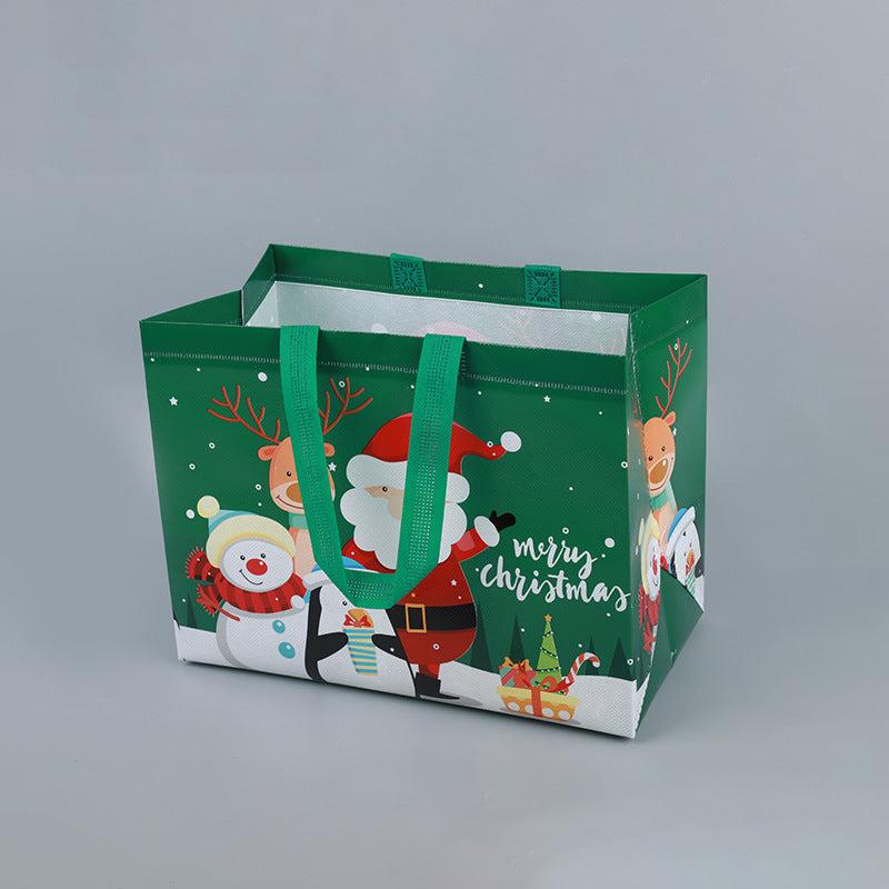 Christmas Gift Bag Snowman Santa Claus Pattern Shopping Tote Eco Friendly