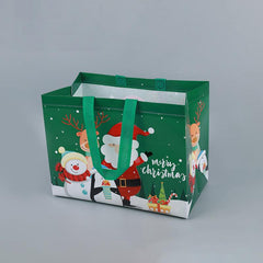 Christmas Gift Bag Snowman Santa Claus Pattern Shopping Tote Eco Friendly