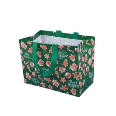 Christmas Gift Bag Snowman Santa Claus Pattern Shopping Tote Eco Friendly