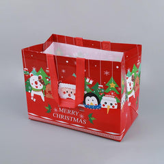 Christmas Gift Bag Snowman Santa Claus Pattern Shopping Tote Eco Friendly