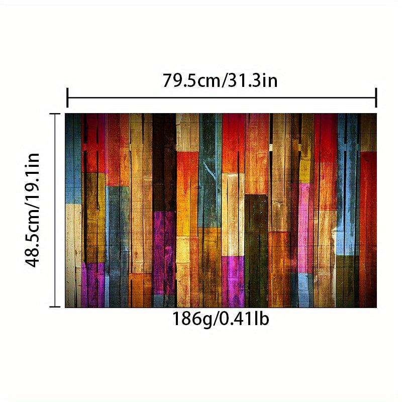 Colorful Wooden Board Kitchen Rug Absorbent Non Slip Stain Resistant Waterproof