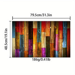 Colorful Wooden Board Kitchen Rug Absorbent Non Slip Stain Resistant Waterproof