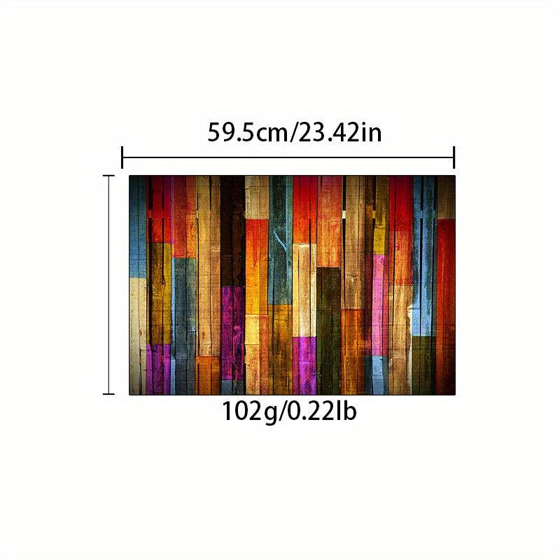 Colorful Wooden Board Kitchen Rug Absorbent Non Slip Stain Resistant Waterproof