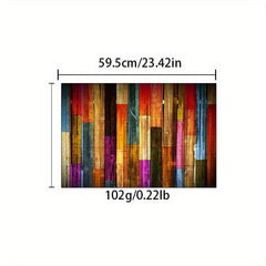 Colorful Wooden Board Kitchen Rug Absorbent Non Slip Stain Resistant Waterproof