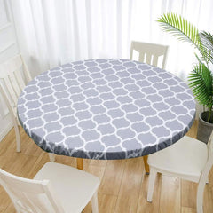 Elastic Edged Vinyl Fitted Tablecloth Flannel Backed Round Table Cloth