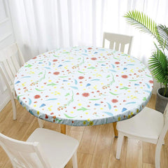 Elastic Edged Vinyl Fitted Tablecloth Flannel Backed Round Table Cloth