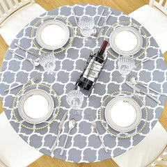 Elastic Edged Vinyl Fitted Tablecloth Flannel Backed Round Table Cloth