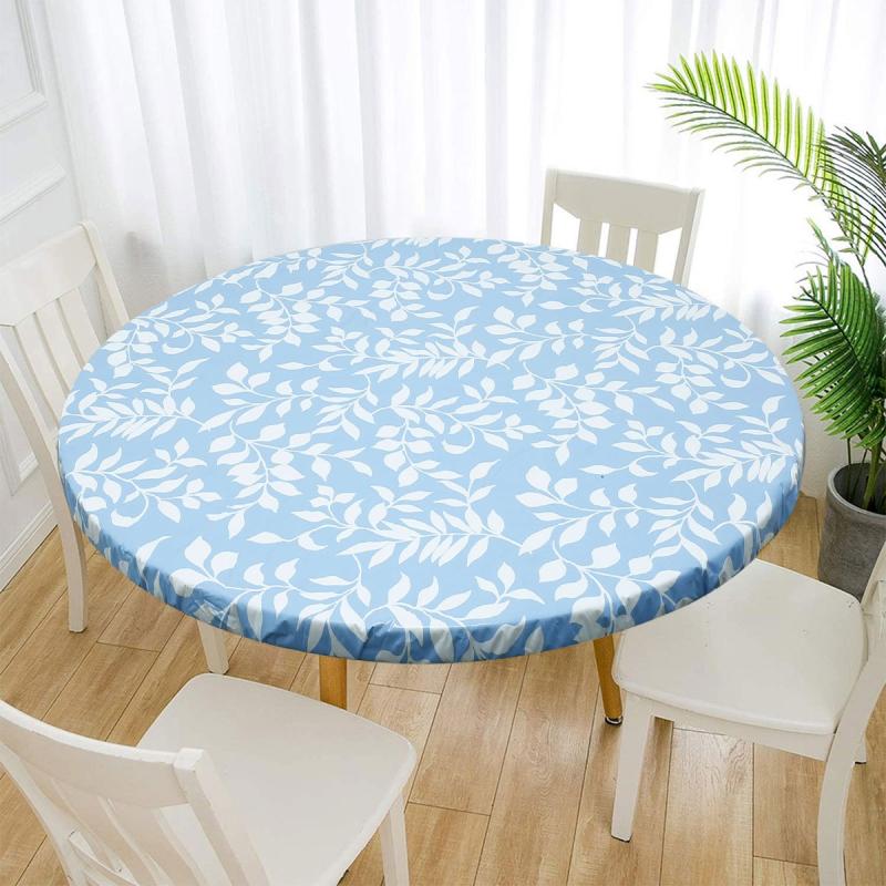 Elastic Edged Vinyl Fitted Tablecloth Flannel Backed Round Table Cloth