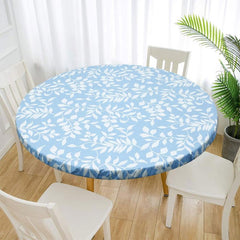 Elastic Edged Vinyl Fitted Tablecloth Flannel Backed Round Table Cloth