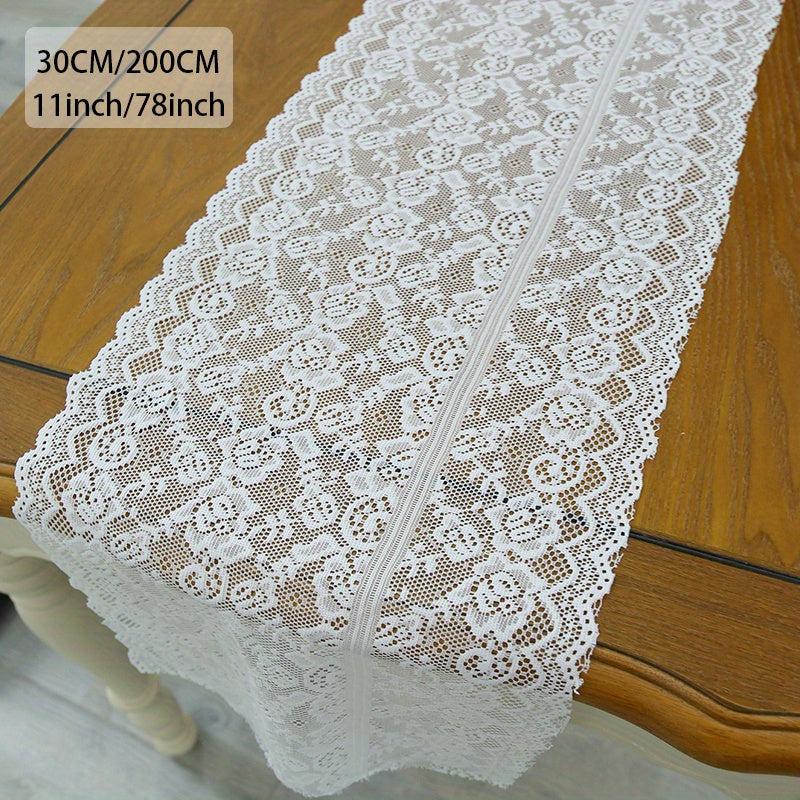 Polyester Crochet Lace Embroidered Table Runner Floral Hollow Out