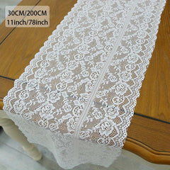Polyester Crochet Lace Embroidered Table Runner Floral Hollow Out