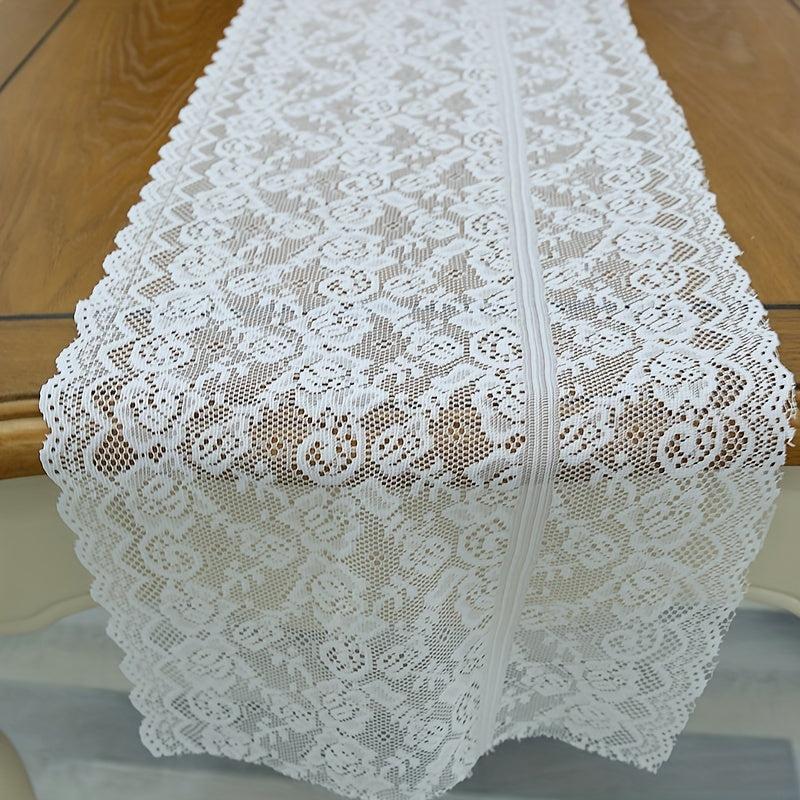 Polyester Crochet Lace Embroidered Table Runner Floral Hollow Out