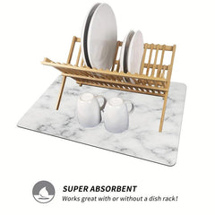 Marble Style Dish Drying Mat Non Slip Absorbent Wear resistant