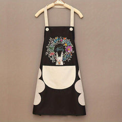 Adjustable Rabbit Garland Apron with Pockets for Chef Gardening Cooking Baking