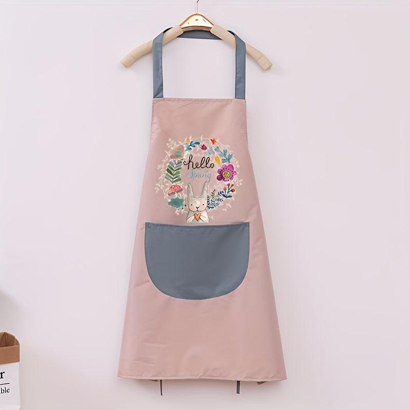 Adjustable Rabbit Garland Apron with Pockets for Chef Gardening Cooking Baking
