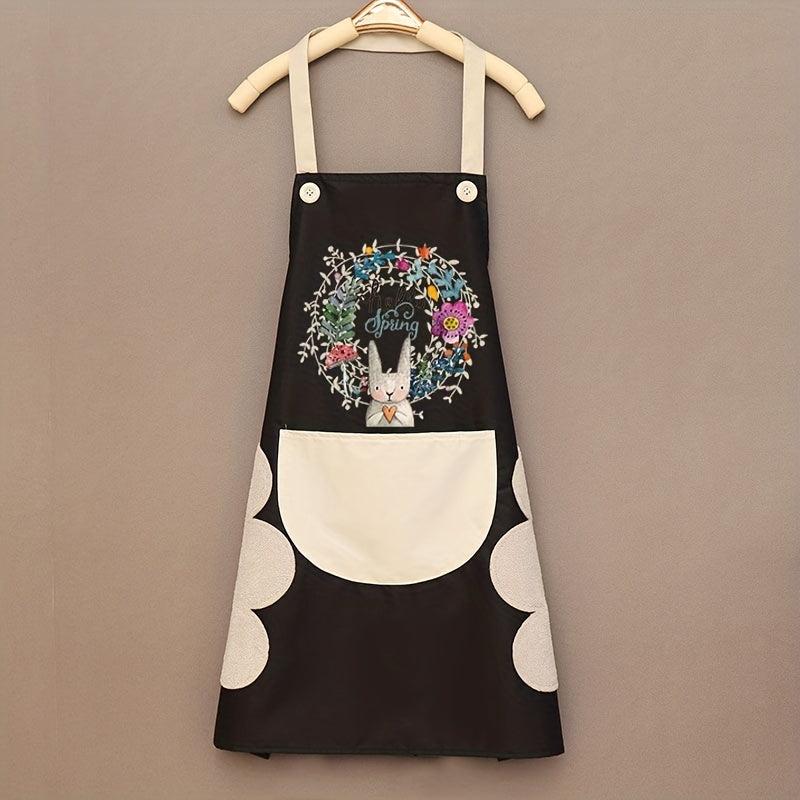 Adjustable Rabbit Garland Apron with Pockets for Chef Gardening Cooking Baking