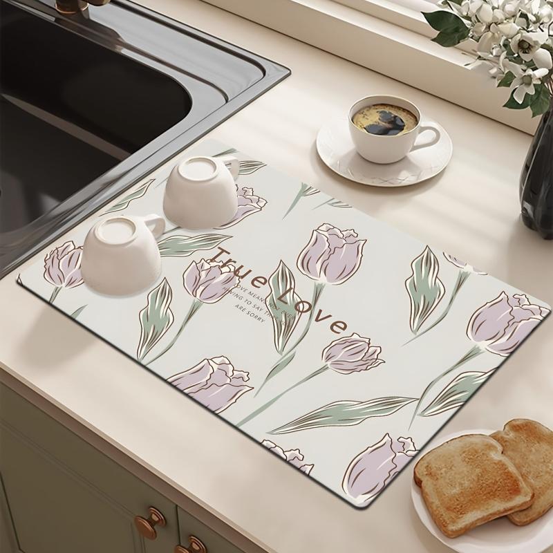 Dish Drying Mat Coffee Machine Diatom Mud Drainage Pad