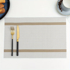 Waterproof Golden Thread Placemat Double Striped Teslin Table Mat