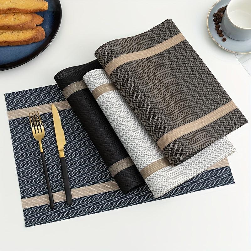 Waterproof Golden Thread Placemat Double Striped Teslin Table Mat