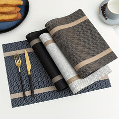 Waterproof Golden Thread Placemat Double Striped Teslin Table Mat
