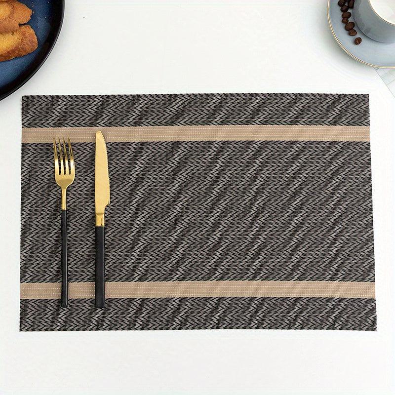 Waterproof Golden Thread Placemat Double Striped Teslin Table Mat