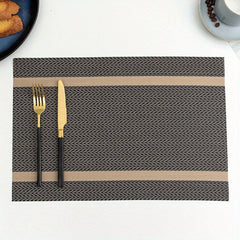 Waterproof Golden Thread Placemat Double Striped Teslin Table Mat