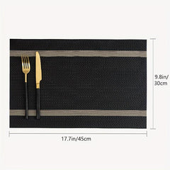 Waterproof Golden Thread Placemat Double Striped Teslin Table Mat
