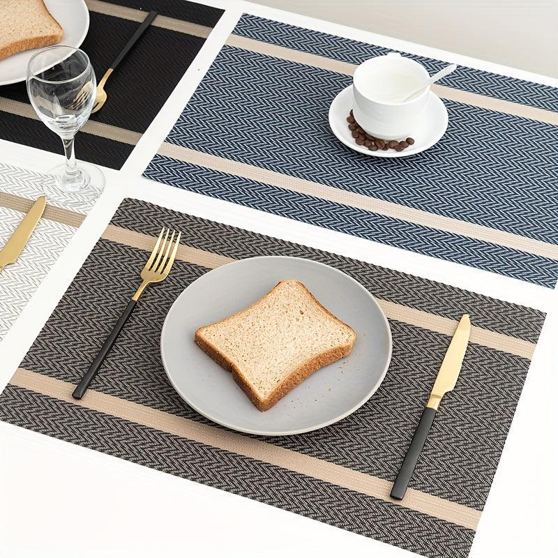 Waterproof Golden Thread Placemat Double Striped Teslin Table Mat
