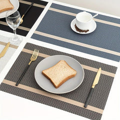 Waterproof Golden Thread Placemat Double Striped Teslin Table Mat