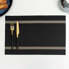 Waterproof Golden Thread Placemat Double Striped Teslin Table Mat