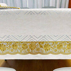Polyester Table Cover Brown Apricot Leaf Tablecloth Wrinkle-Free