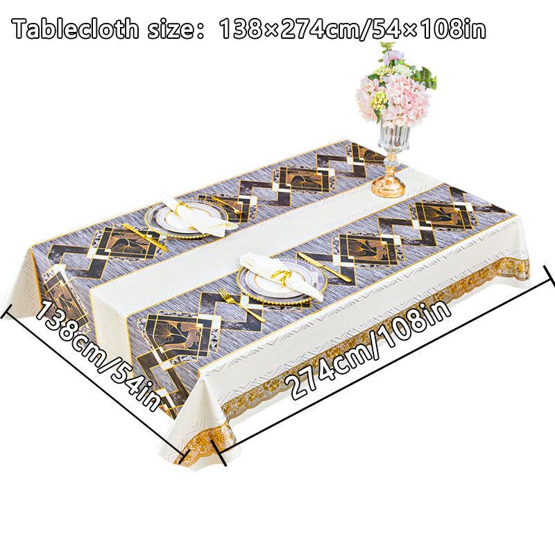 Polyester Table Cover Brown Apricot Leaf Tablecloth Wrinkle-Free
