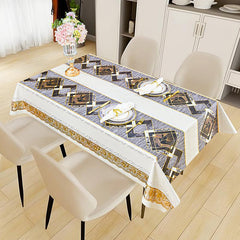 Polyester Table Cover Brown Apricot Leaf Tablecloth Wrinkle-Free