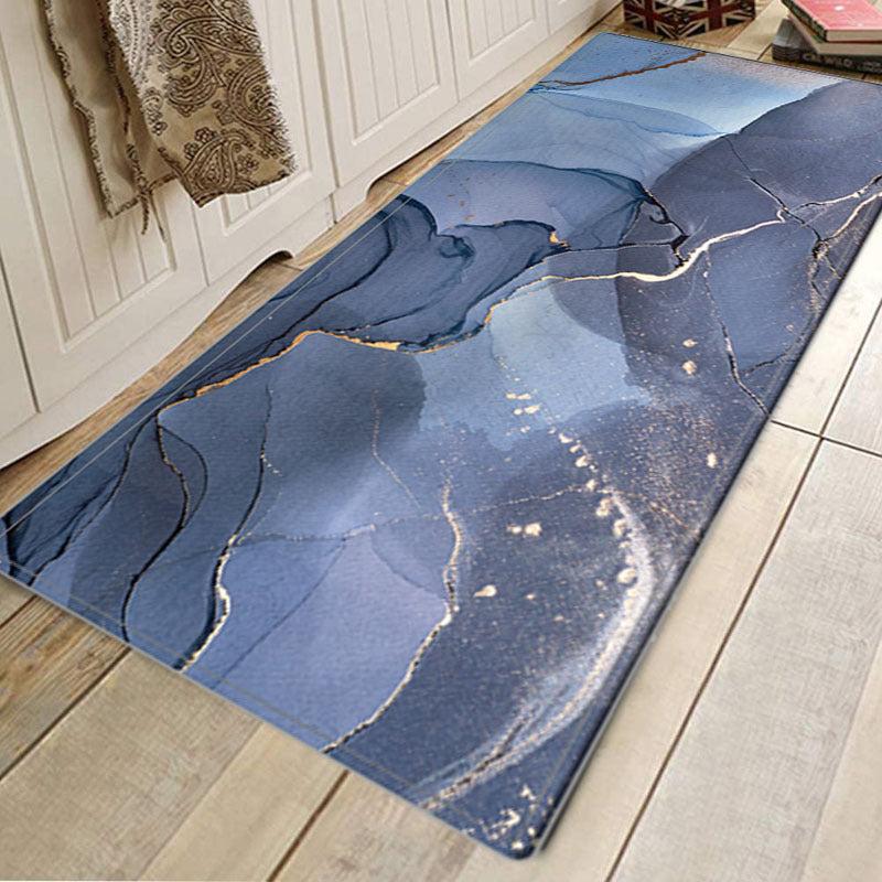 Marble Pattern Kitchen Rugs Absorbent Non Slip Long Strip Floor Mat