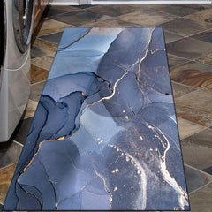 Marble Pattern Kitchen Rugs Absorbent Non Slip Long Strip Floor Mat