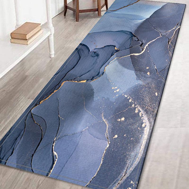 Marble Pattern Kitchen Rugs Absorbent Non Slip Long Strip Floor Mat