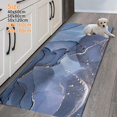 Marble Pattern Kitchen Rugs Absorbent Non Slip Long Strip Floor Mat