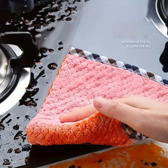 8pcs Kitchen Rags Mixed Absorbent Cleaning Cloth Coral Velvet Scouring Pad