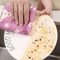 5pcs Coral Fleece Kitchen Rag Table Cloth for Easy Cleaning