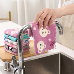 5pcs Coral Fleece Kitchen Rag Table Cloth for Easy Cleaning