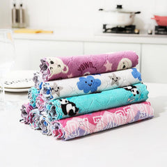 5pcs Coral Fleece Kitchen Rag Table Cloth for Easy Cleaning