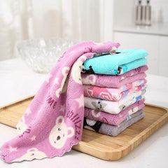 5pcs Coral Fleece Kitchen Rag Table Cloth for Easy Cleaning