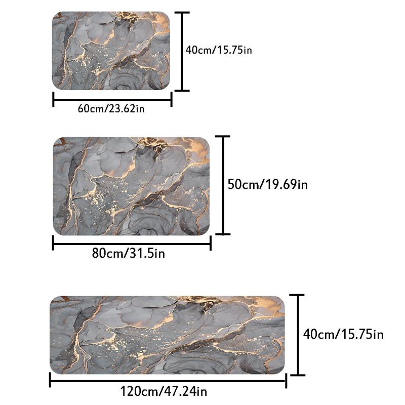 Marble Printed Kitchen Floor Mat Non-slip Washable Carpet